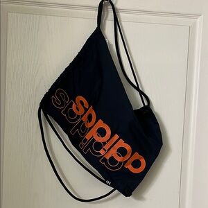 Adidas Navy and Orange Drawstring Backpack